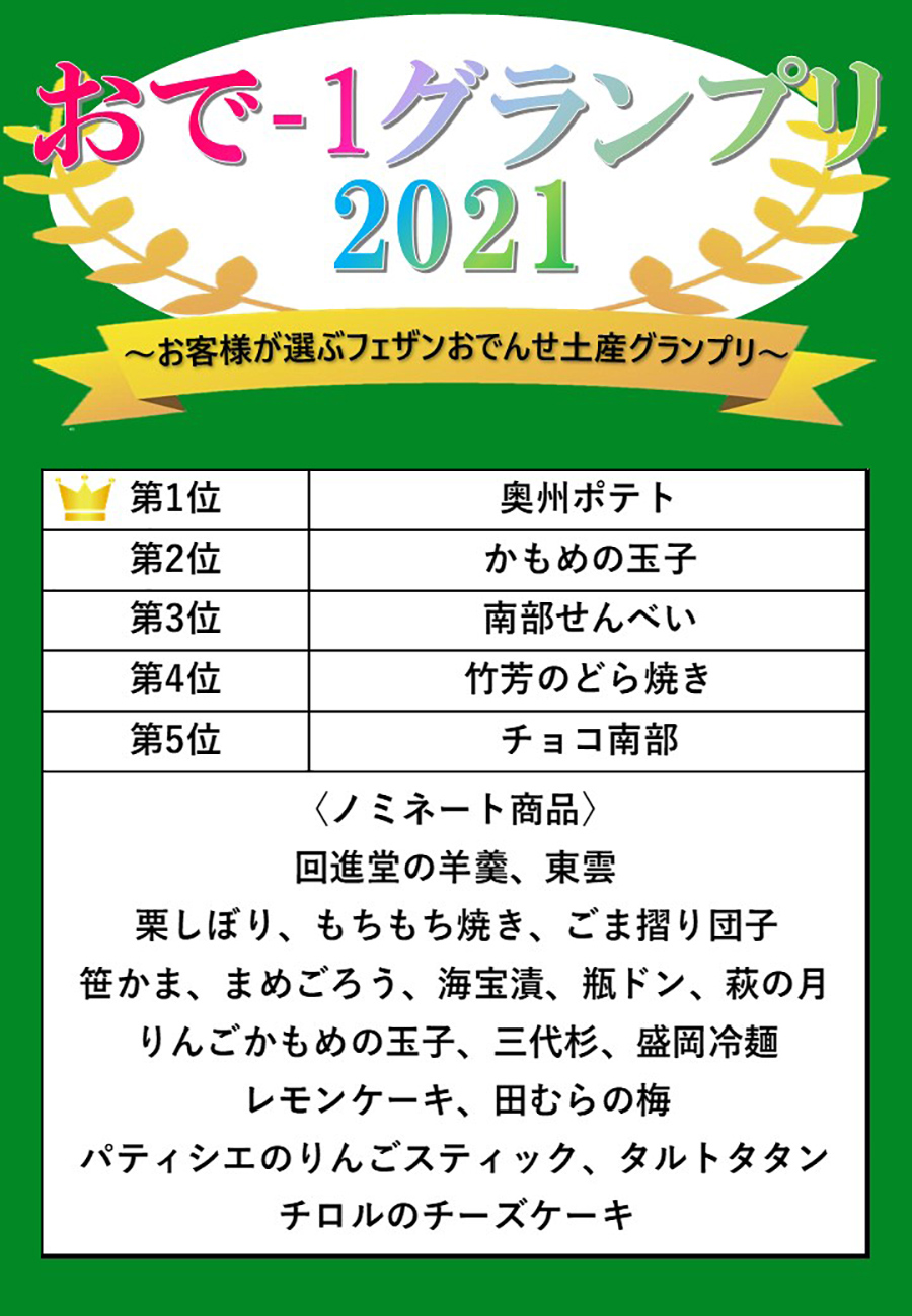 おでんせお土産グランプリ21 結果発表 イベント キャンペーン 盛岡駅ビル フェザン